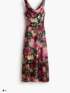 H&M Black Maxi Dress with Pink & Green Floral Print
